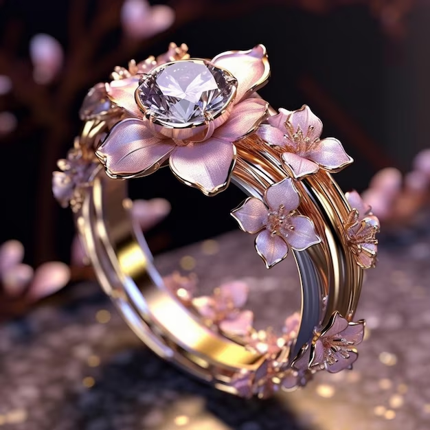 Exotic Pink Flower Crystal Ring "Garden Party" – Elegant & vibrant