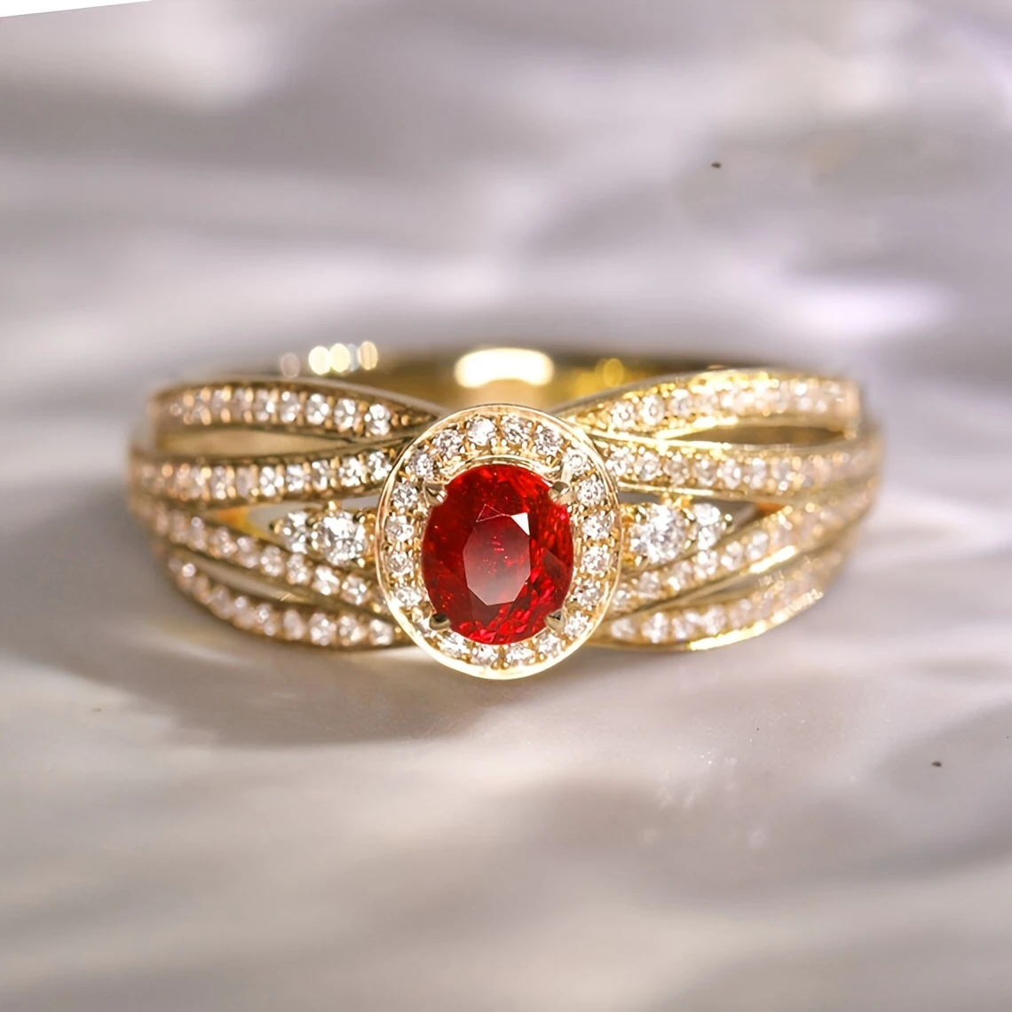 Red bright layered gold ring "Romantic Dinner" – Elegant & refined