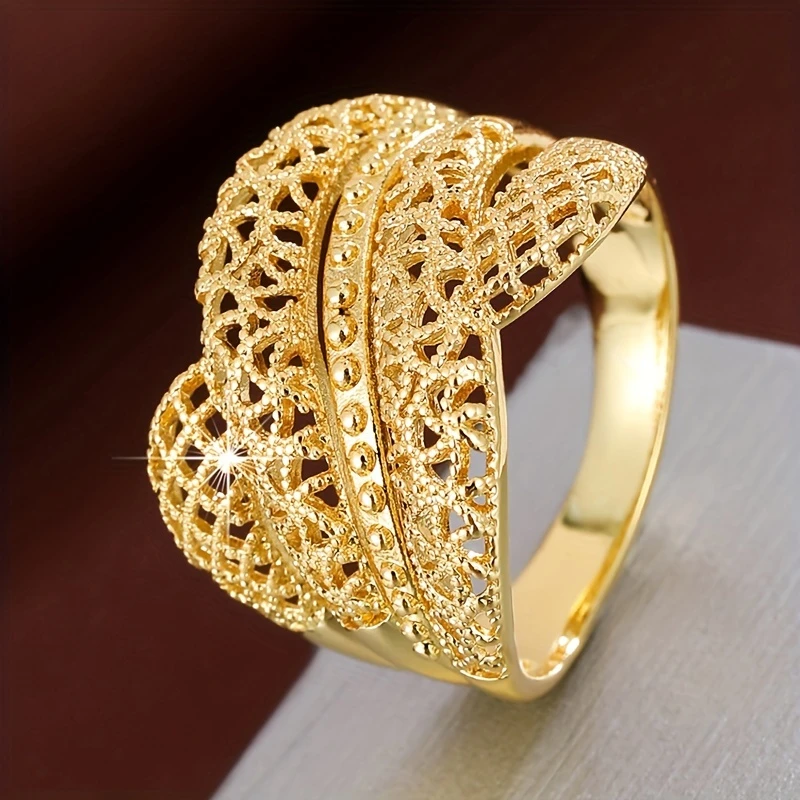 Mesh hollow gold ring "Cocktail Hour" – Elegant & refined