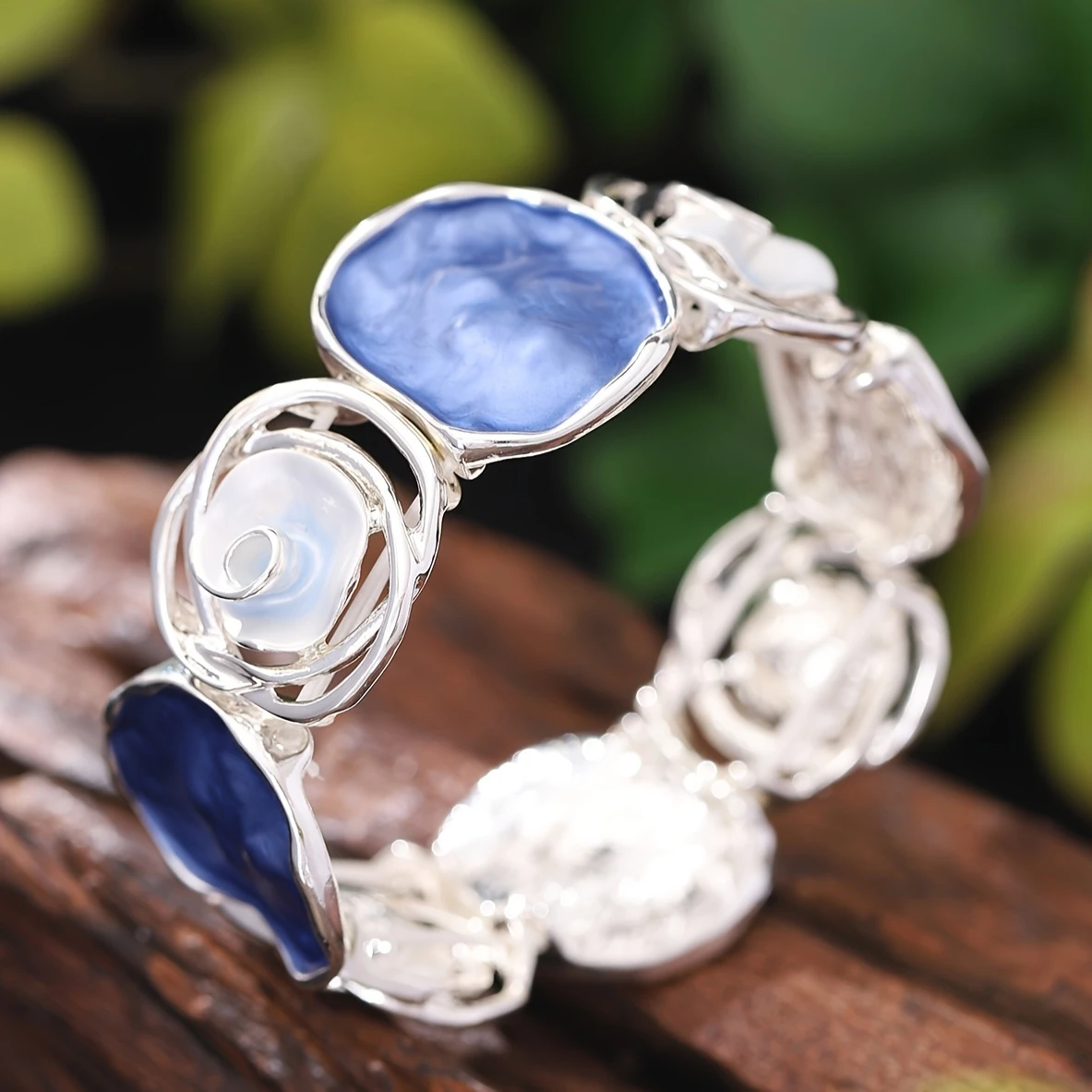 Blue & white enamel bracelet "Cocktail Hour" – Timeless & chic