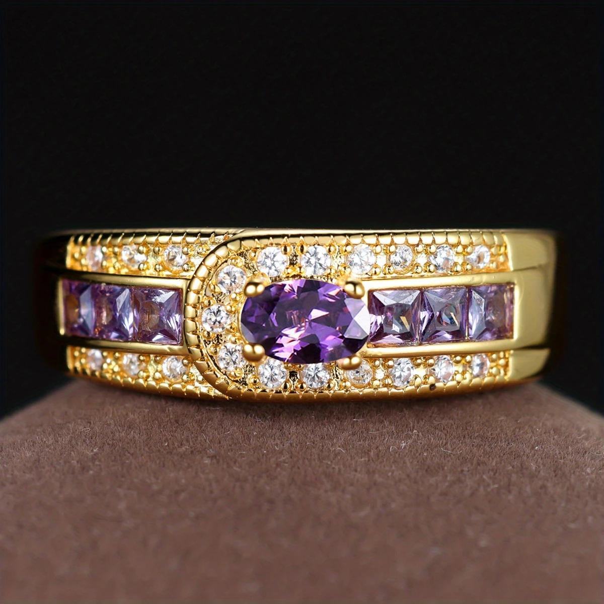 Vintage purple zirconia gold ring "Cocktail Hour" – Elegant & refined