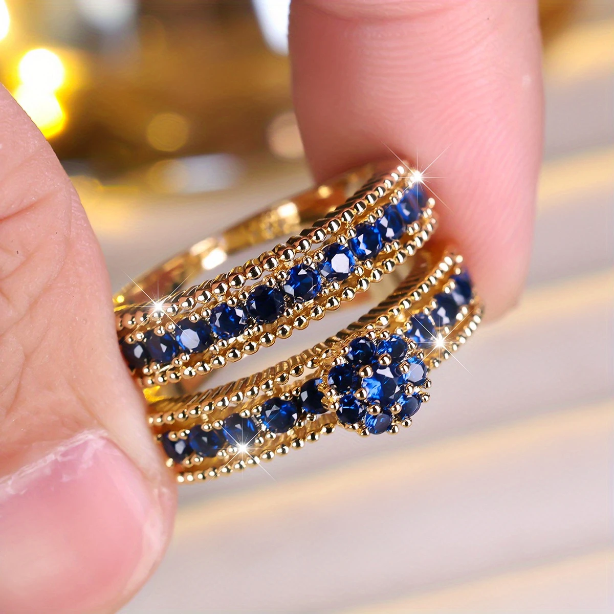 Vintage blue ring set "Cocktail Hour" – Elegant & refined