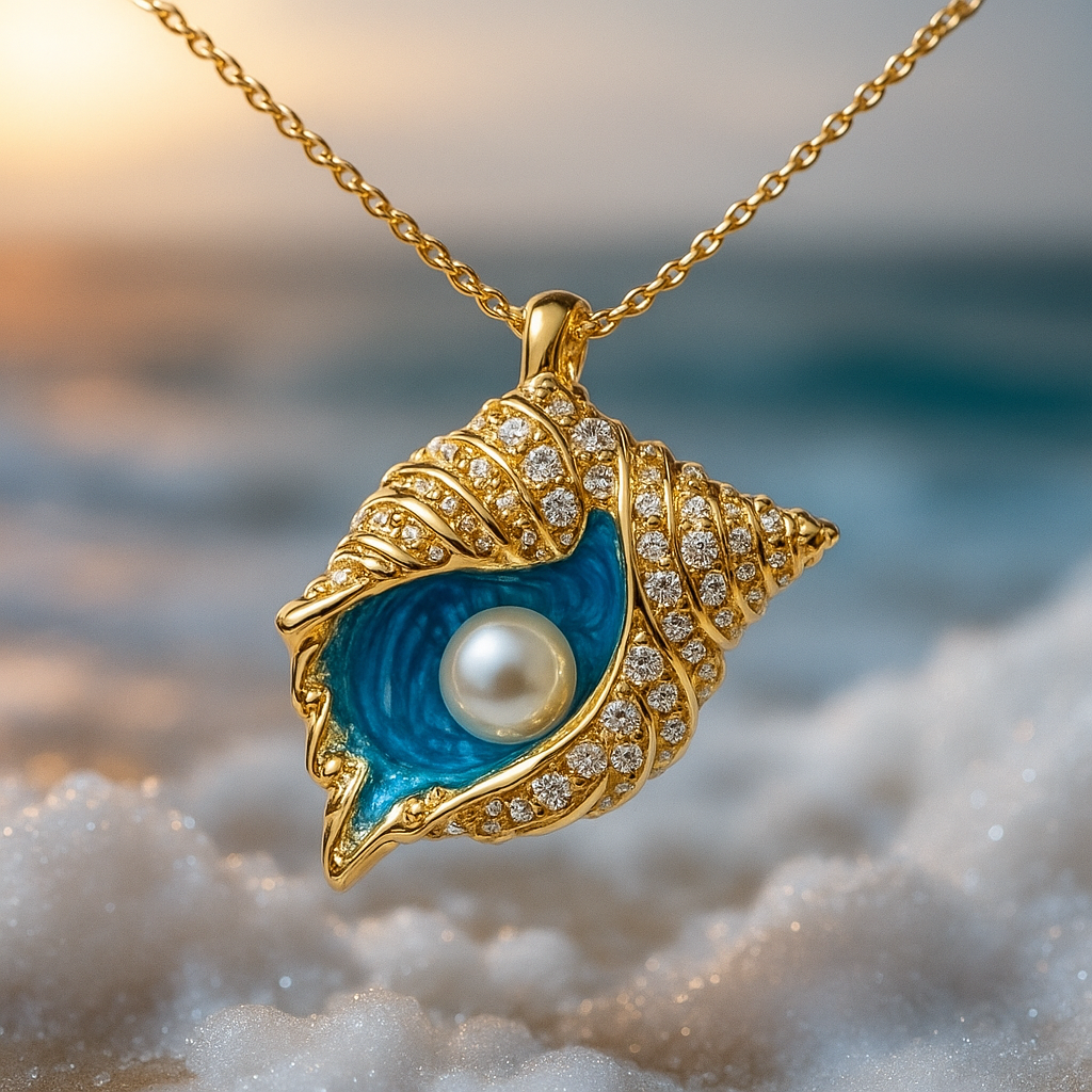 Bright pearl golden shell necklace "Cocktail Hour" – Elegant & refined