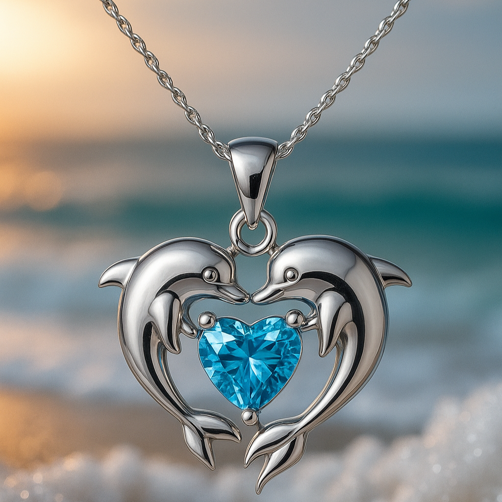 Double Silver Dolphin Love Necklace "Romantic Dinner" – Elegant & refined