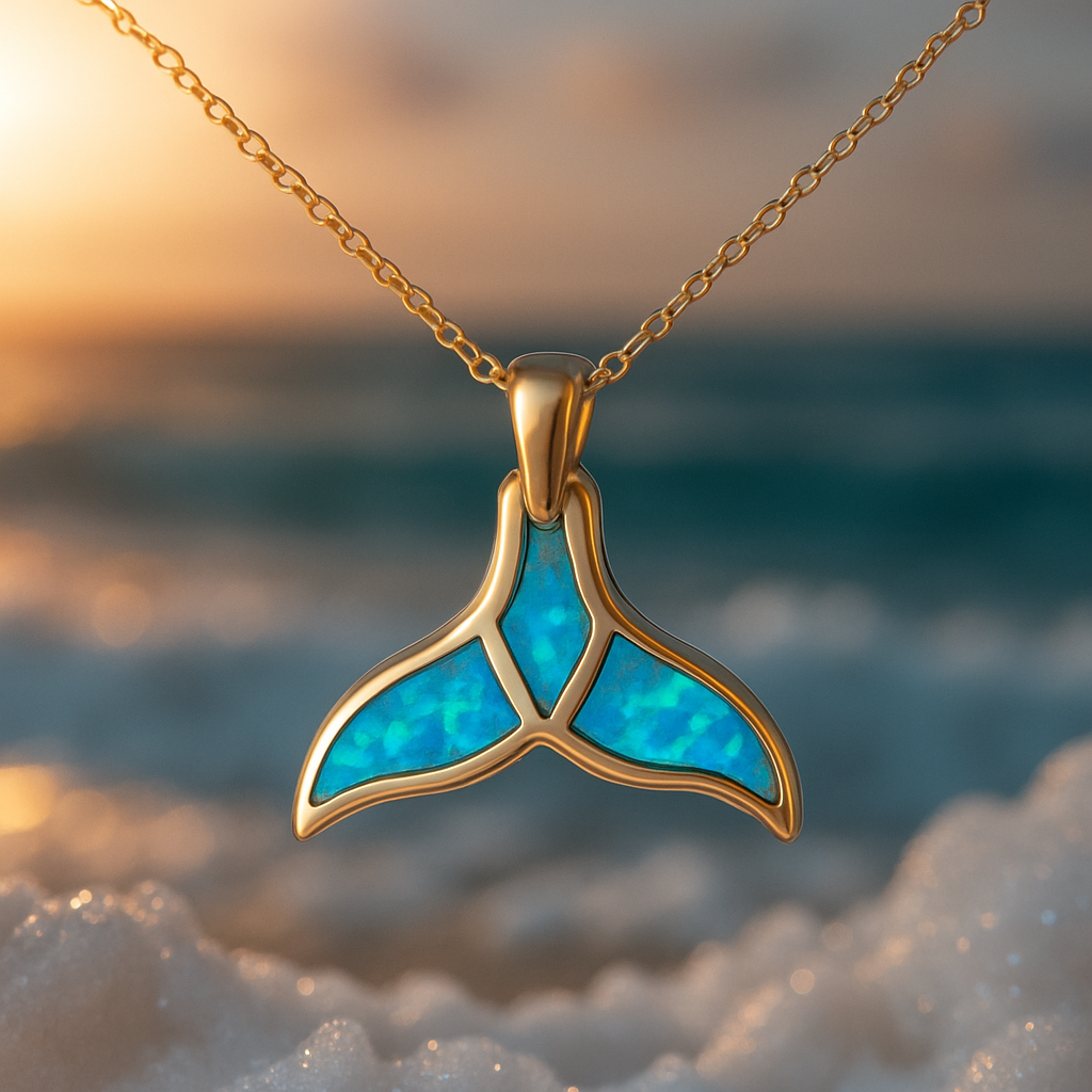 Golden Blue Opal Dolphin Tail Ring "Beach Walk" – Elegant & refined