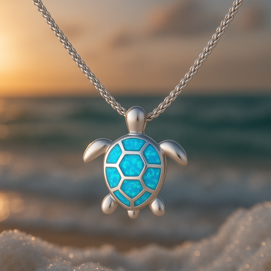 Opal turtle silver necklace "Beach Walk" – Elegant & refined