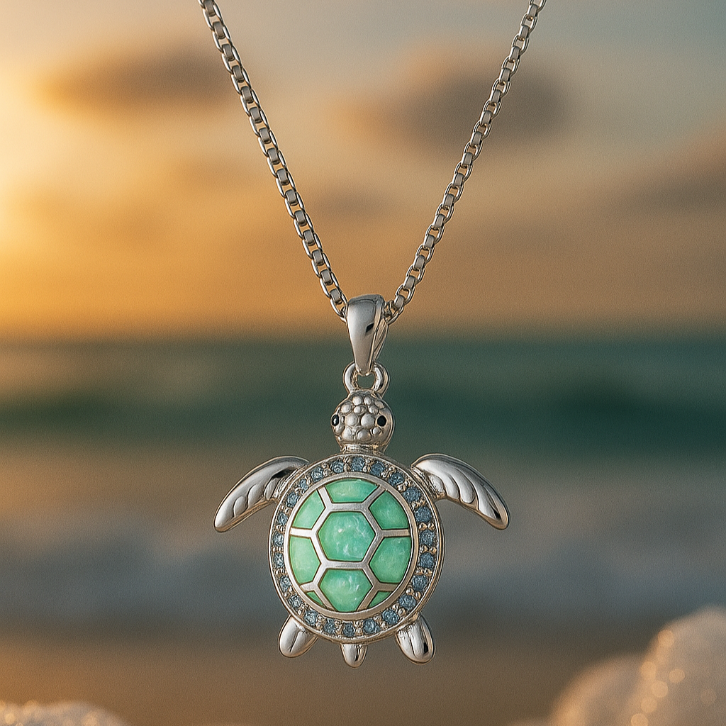 Turquoise opal turtle necklace "Beach Walk" – Serene & chic