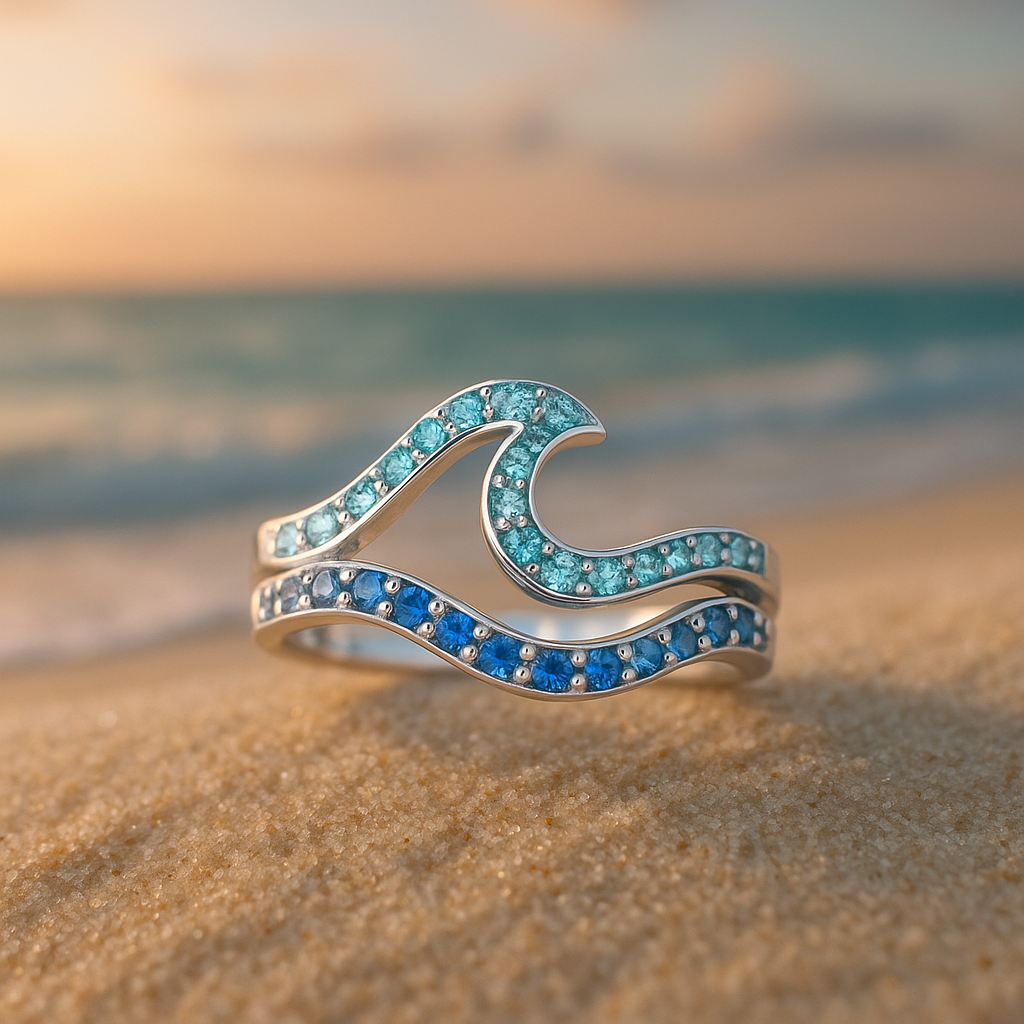 Bright Opal Wave Ring "Sunset Soirée" – Elegant & natural