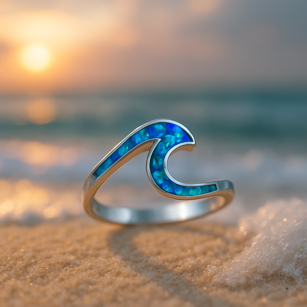 Blue opal wave ring "Cocktail Hour" – Elegant & refined