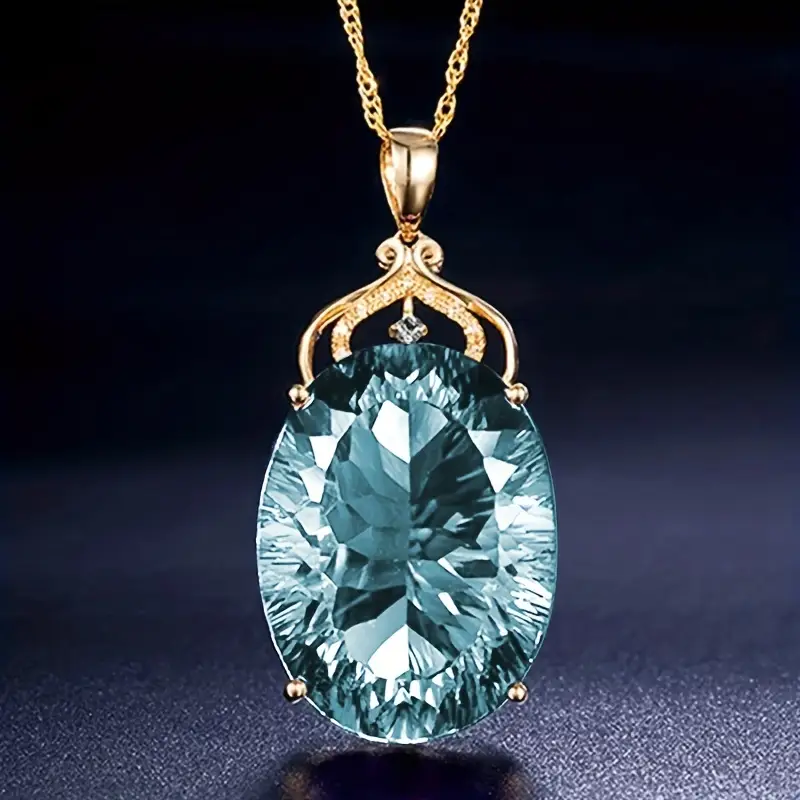 Turquoise glass gold necklace "Romantic Dinner" – Elegant & refined