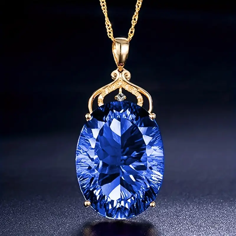 Blue glass gold necklace "Garden Party" – Elegant & refined