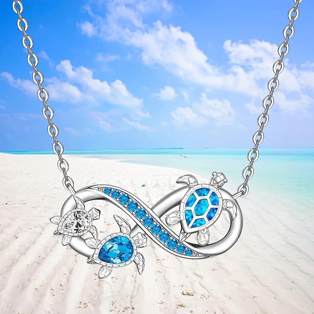 Infinite Turtle Opal Necklace "Sunset Soirée" – Elegant & natural