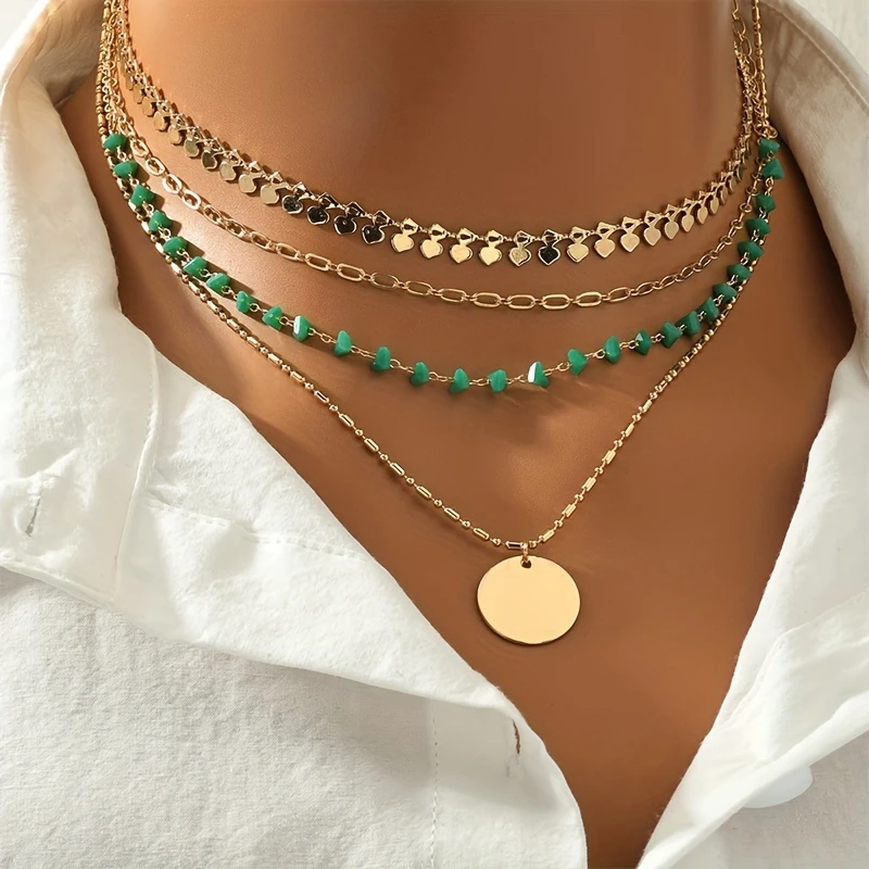 Layered golden and turquoise necklace "Cocktail Hour" – Elegant & refined