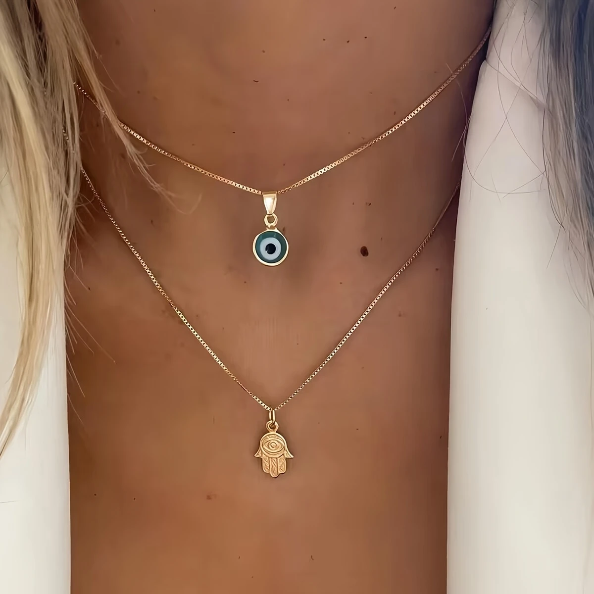Golden Layered Nazar Necklace "Cocktail Hour" – Elegant & refined