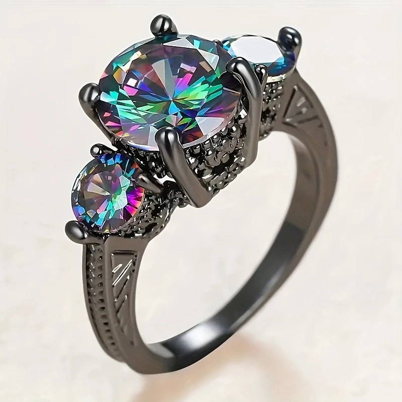 Colorful crystalline silver ring "Cocktail Hour" – Elegant & refined