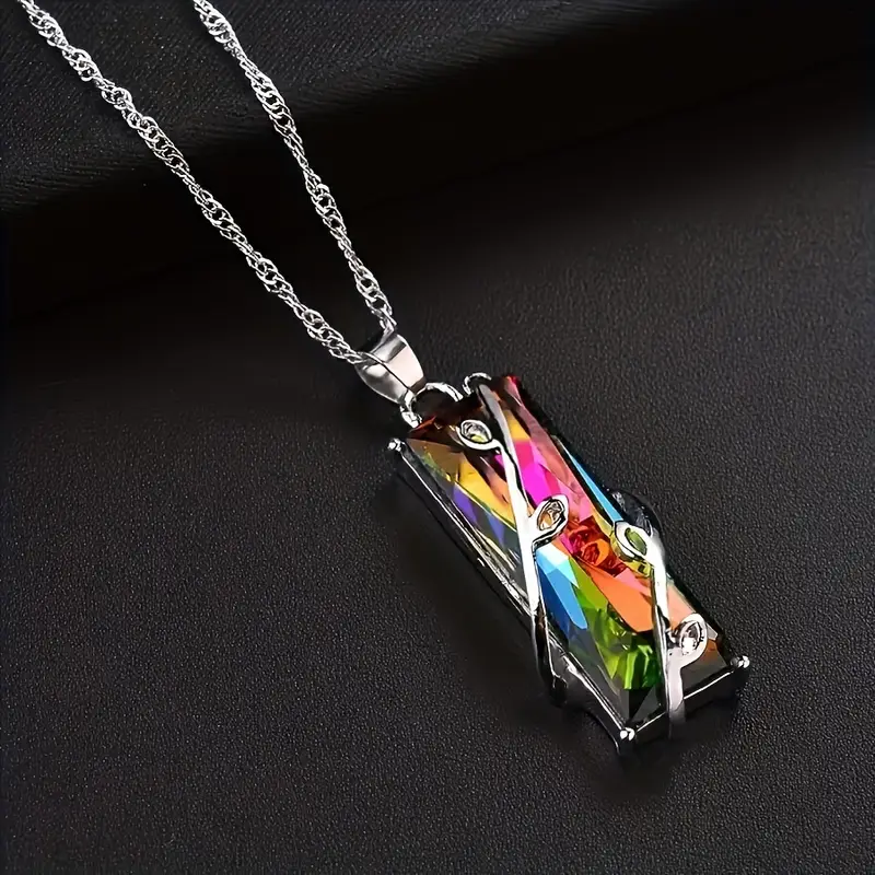 Colorful silver pendant necklace "Sunset Soirée" – Elegant & refined