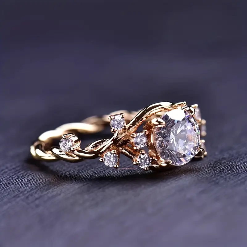 White crystalline gold ring "Cocktail Hour" – Elegant & refined