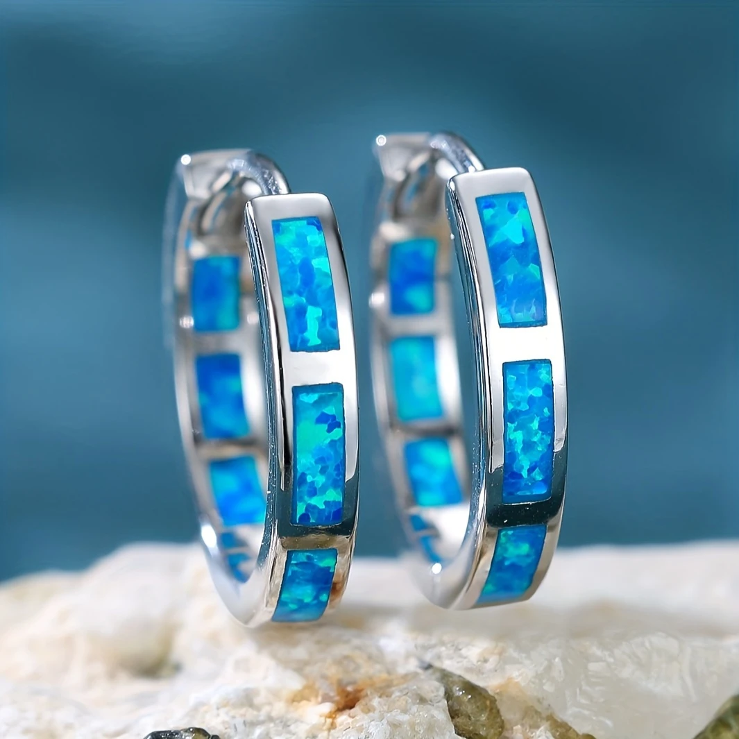 Opal hoop silver earrings "Cocktail Hour" – Elegant & refined
