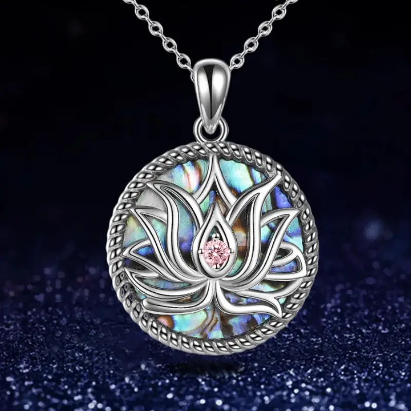 Colorful silver lotus necklace "Sunset Soirée" – Elegant & refined