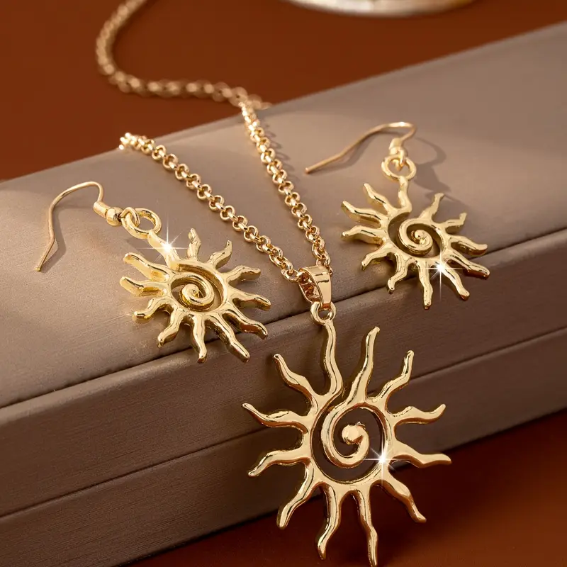 Solar Golden earrings and necklace "Cocktail Hour" – Elegant & refined