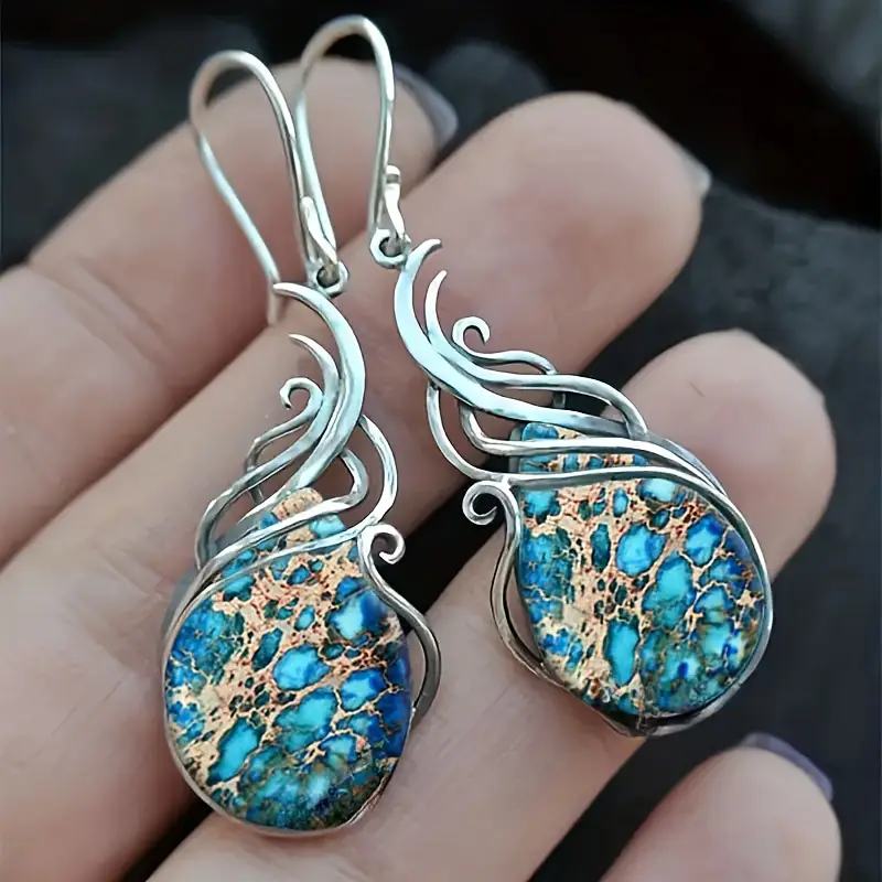 Blue stone drop silver earrings "Cocktail Hour" – Elegant & refined