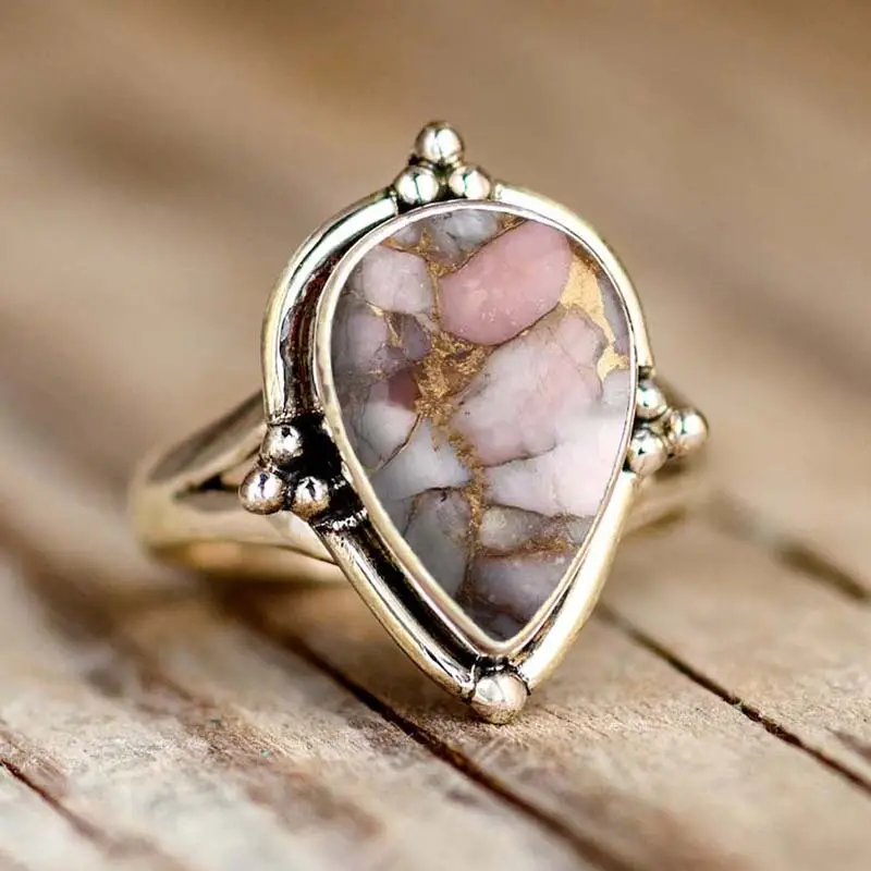 Natural rose stone ring "Sunset Soirée" – Elegant & refined