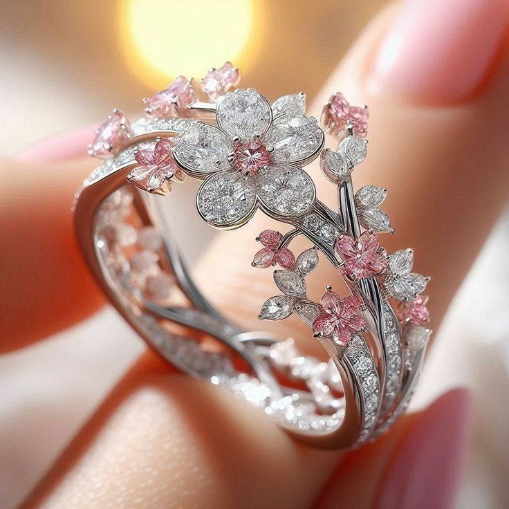 Crystalline flower ring "Romantic Dinner" – Elegant & refined