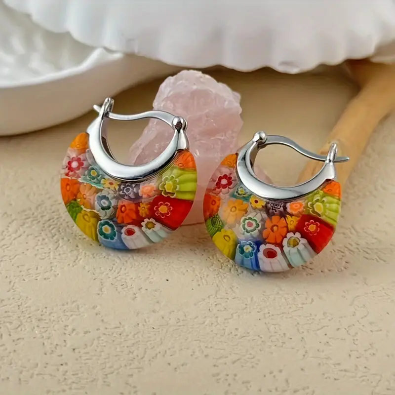 Colorful silvered basket earrings "City Rooftop" – Chic & casual