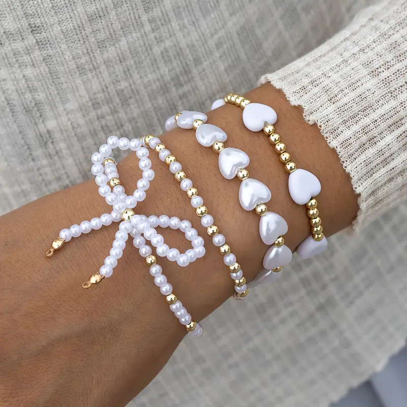 White stones heart bracelet pack "Sunday Picnic" – Timeless & chic