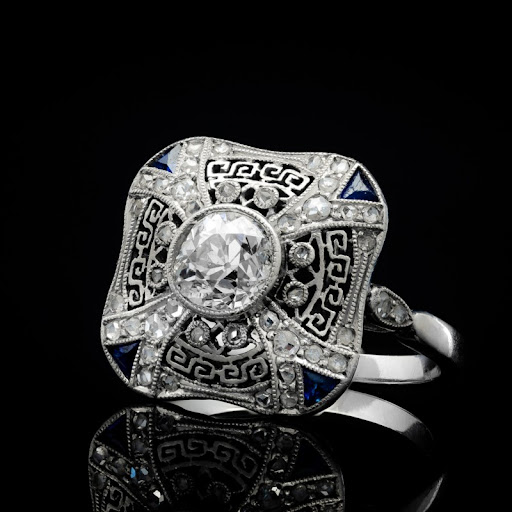 Dark blue crystal silvered ring "Romantic Dinner" – Elegant & refined