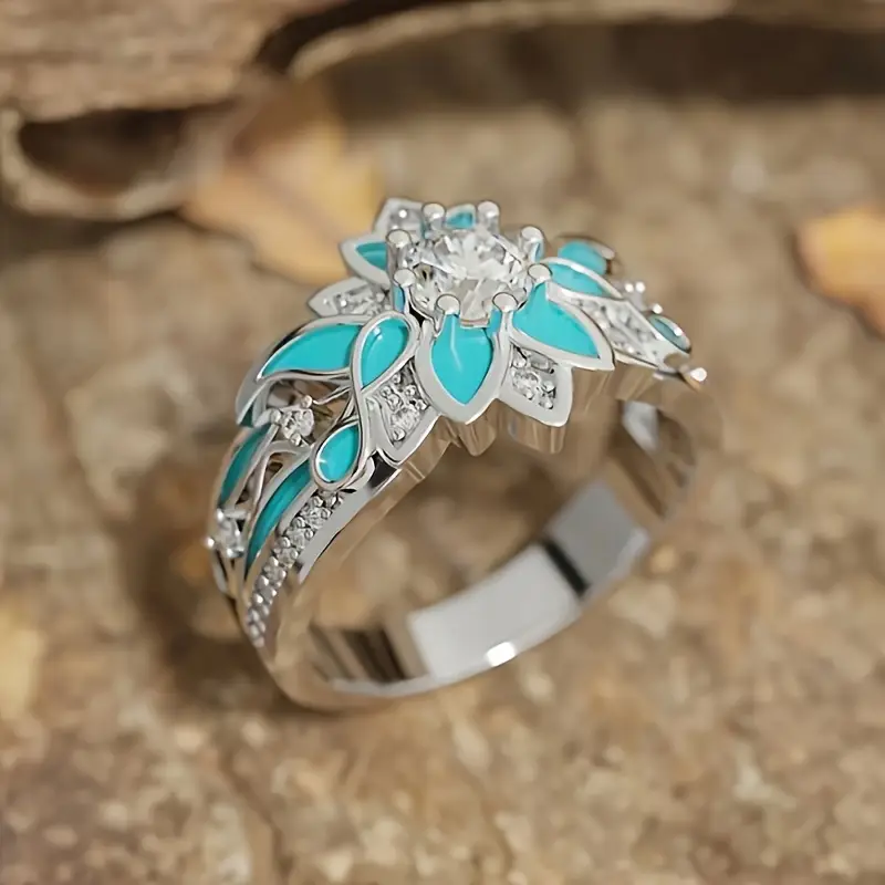 Turquoise flower crystal ring "Garden Party" – Elegant & refined