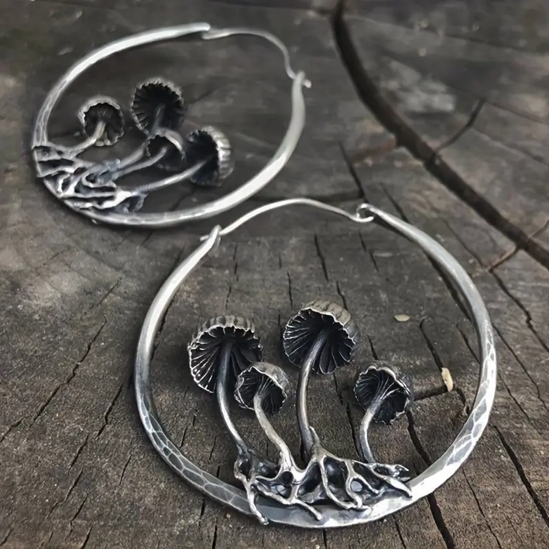 Silvered Fungi Earrings "Garden Party" – Elegant & refined