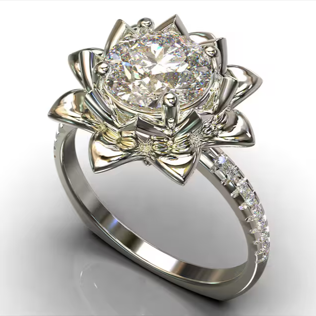 Silvered Bright Blossom Ring "Garden Party" – Elegant & refined
