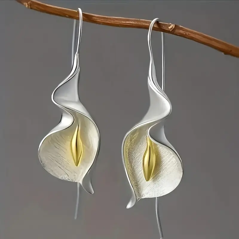 Silvered spiral blossom earrings "Garden Party" – Elegant & refined