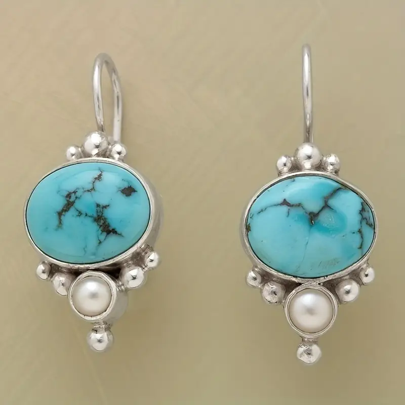 Blue pearl stone earrings "Cocktail Hour" – Elegant & refined