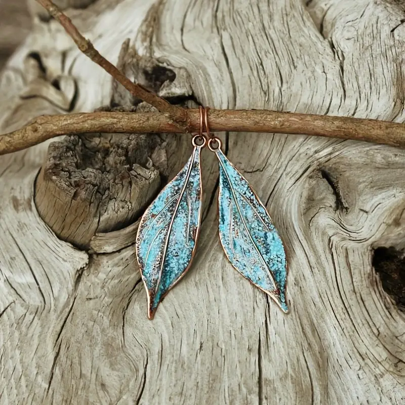 Blue bronze leaf earrings "Sunset Soirée" – Elegant & natural
