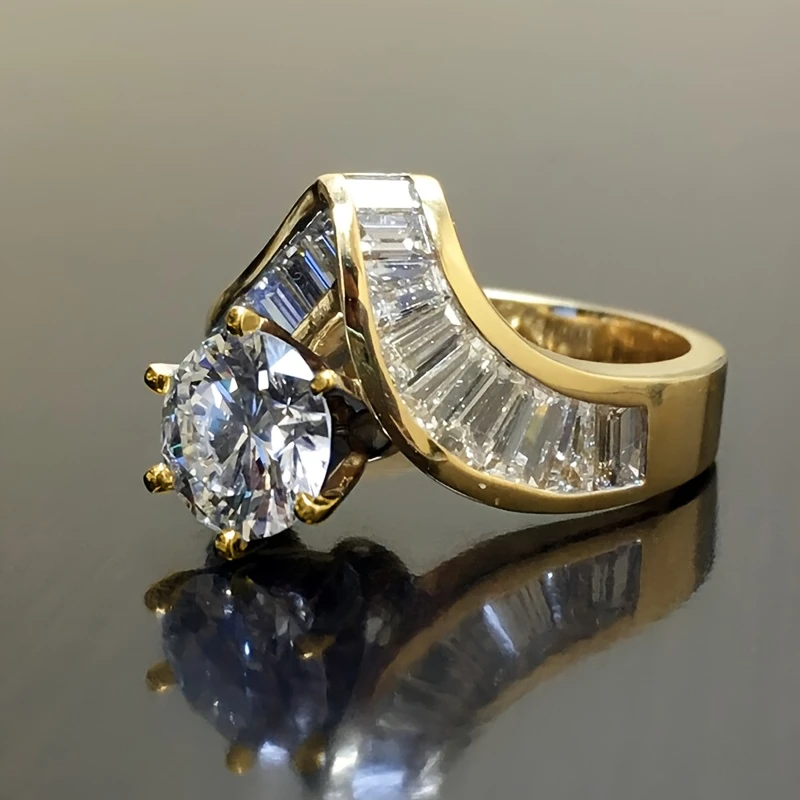 Golden wavy crystalline ring "Cocktail Hour" – Elegant & refined