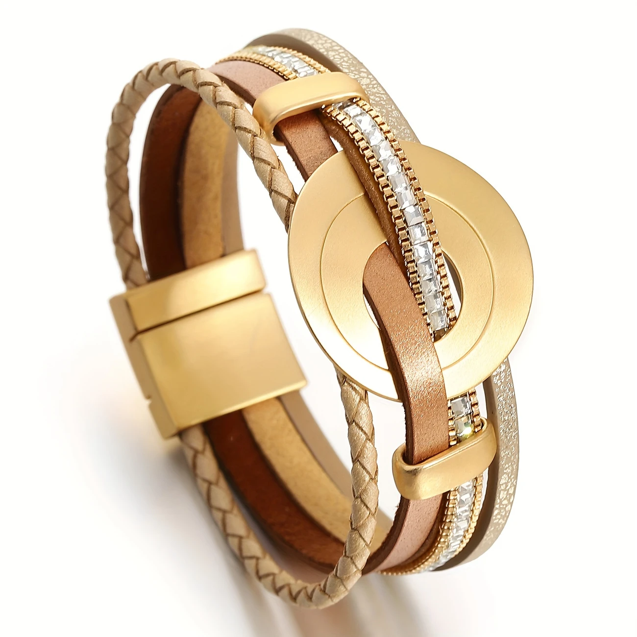 Golden & leather bracelet "Cocktail Hour" – Elegant & refined