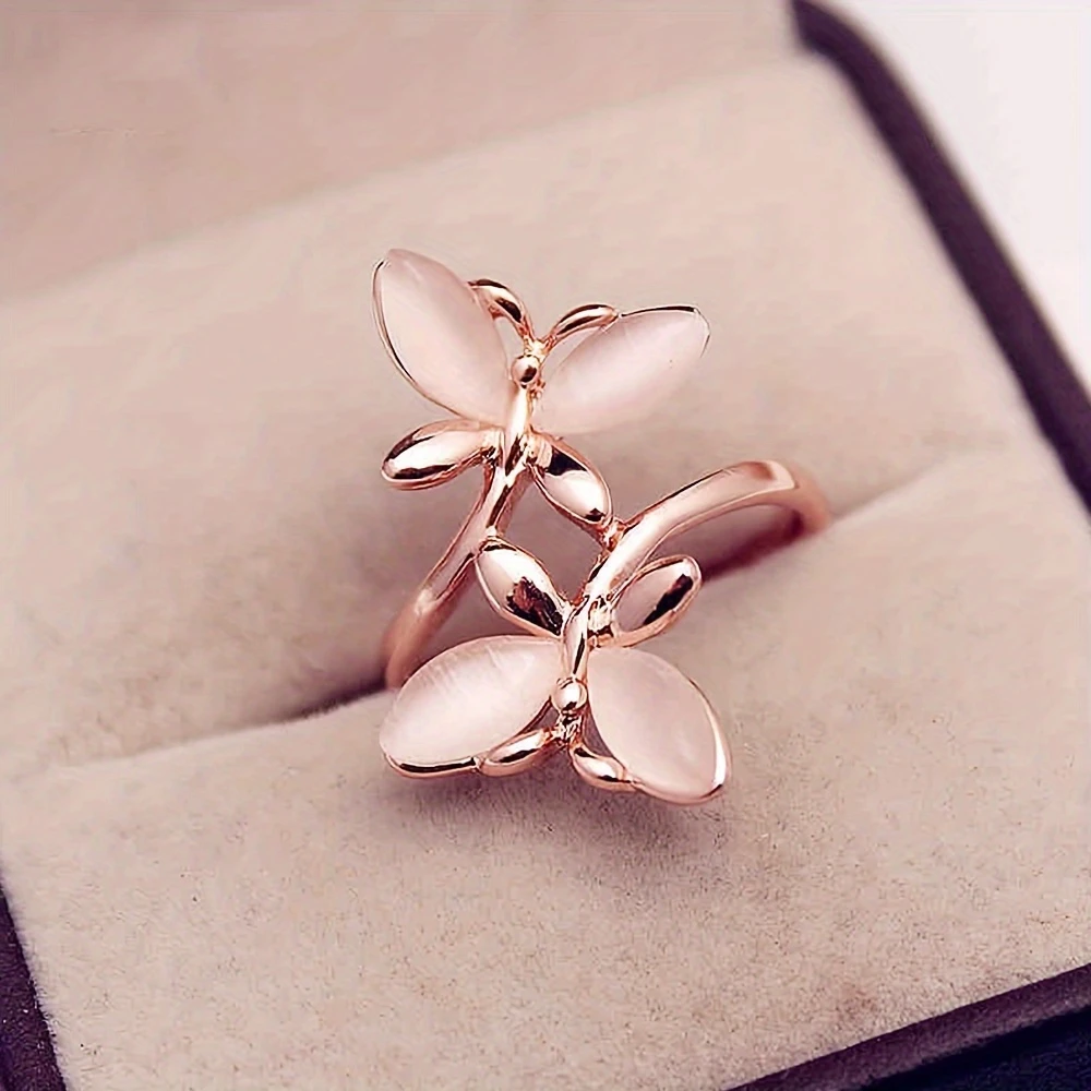 Rose butterfly ring