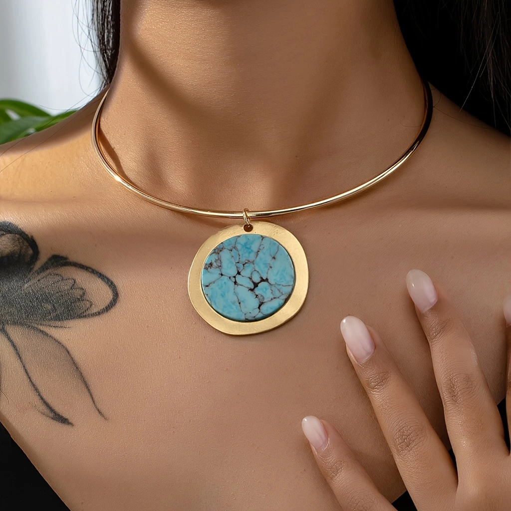 Turquoise rounded necklace "Cocktail Hour" – Elegant & refined