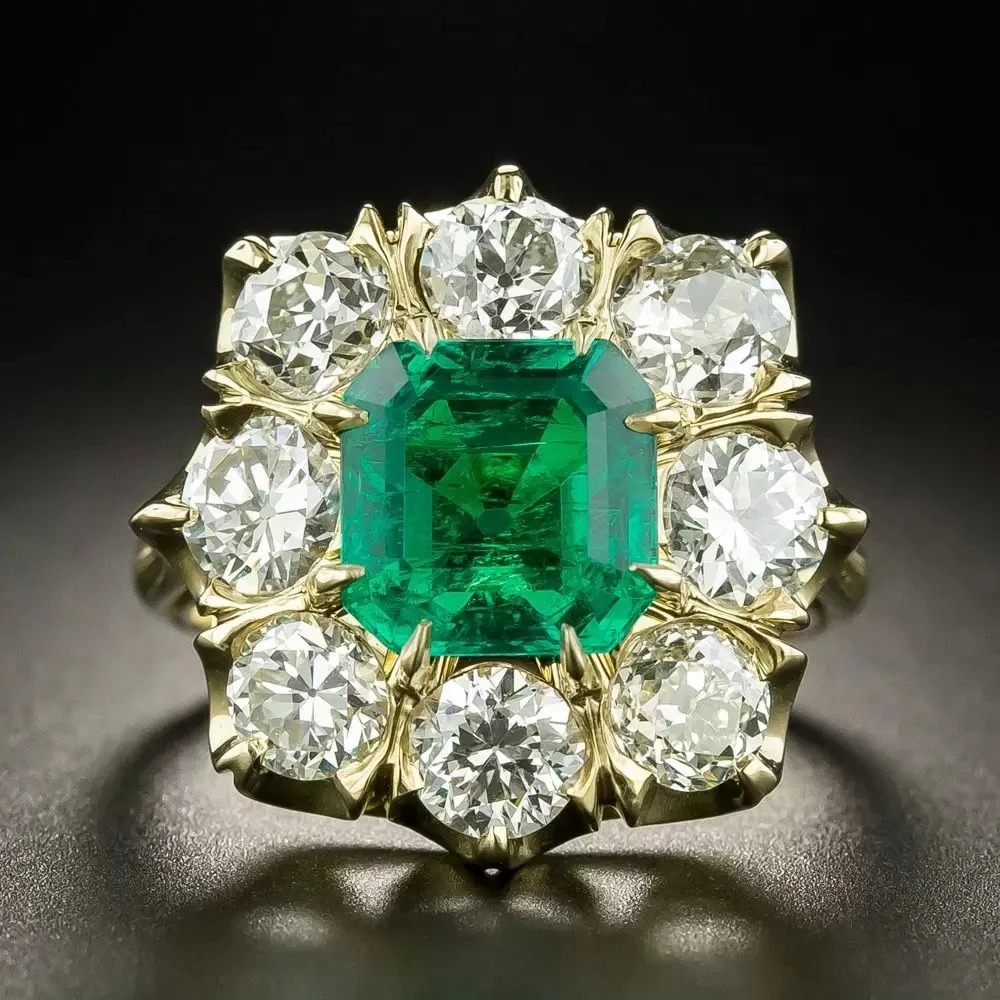 Green flower crystal ring "Sunset Soirée" – Elegant & refined