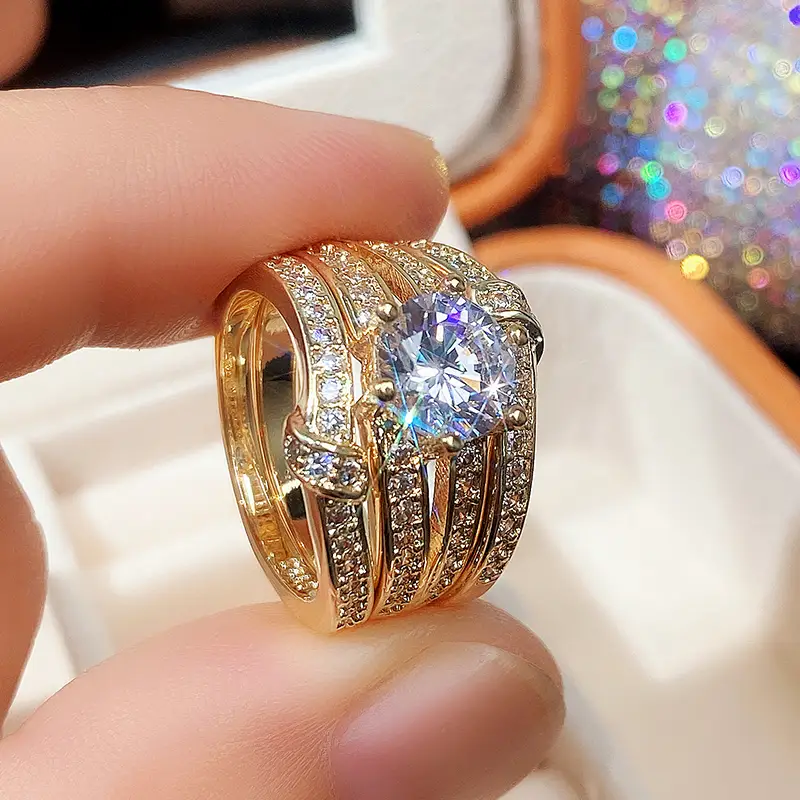 Golden zirconia ring "Romantic Dinner" – Elegant & refined