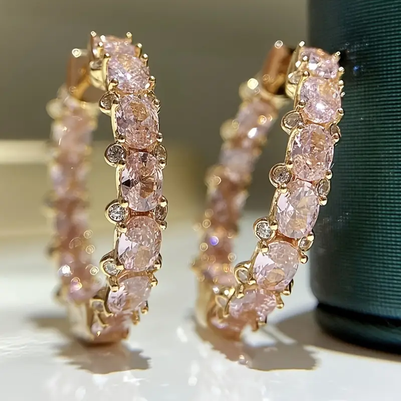 Sparkling rose hoop earrings "Cocktail Hour" – Elegant & refined