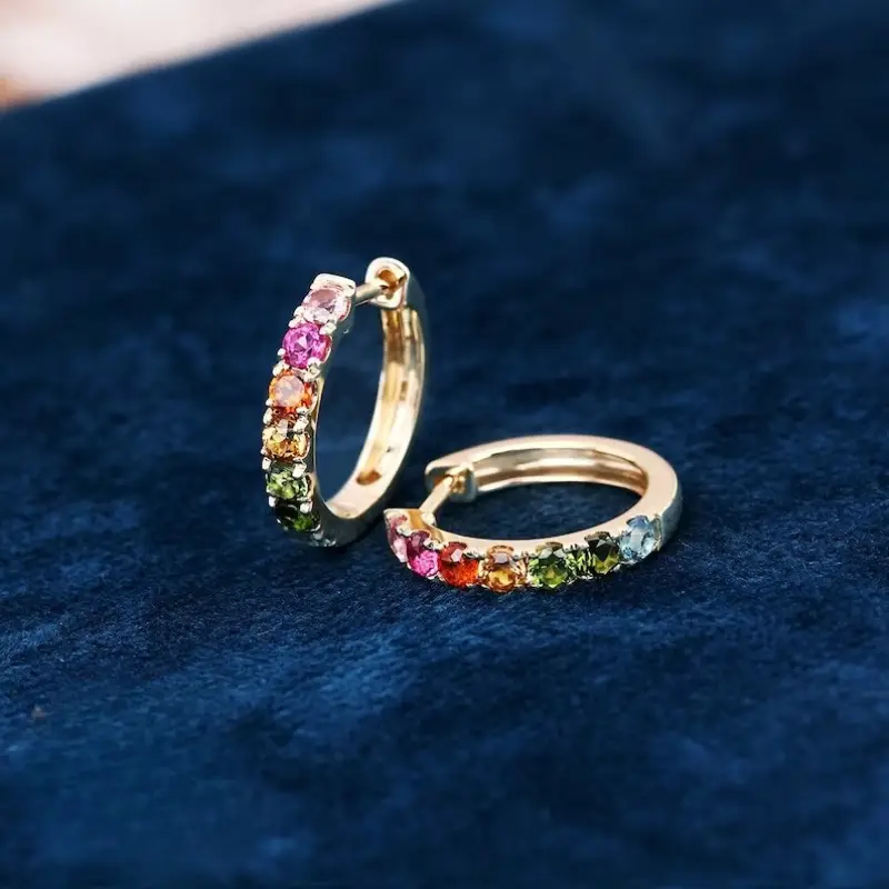 Colorful zirconia hoop earrings "Sunset Soirée" – Elegant & vibrant