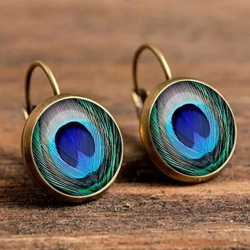 Vintage blue handpainted bird earrings "Garden Party" – Elegant & refined