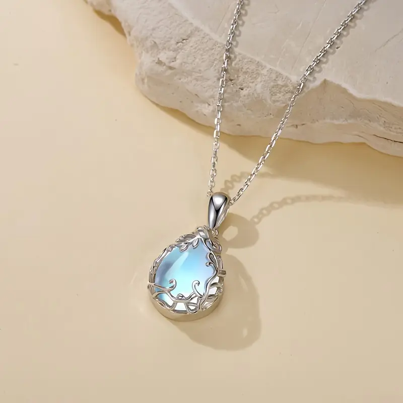 Vintage white blue crystal drop necklace "Cocktail Hour" – Elegant & refined