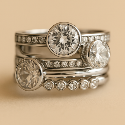 Elegant Silver & Crystal Layered Ring