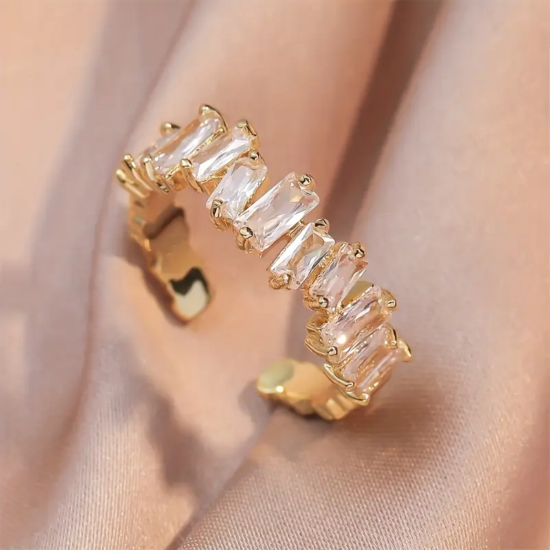 Inlaid white glass gold ring "Sunset Soirée" – Elegant & refined