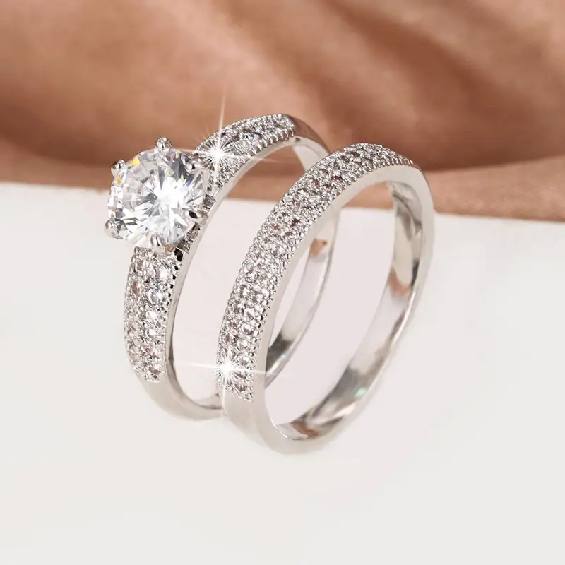Zirconia silver ring set "Romantic Dinner" – Timeless & chic