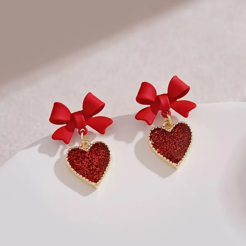 Vintage Bright Red Heart Tie Earrings "Cocktail Hour" – Elegant & vibrant